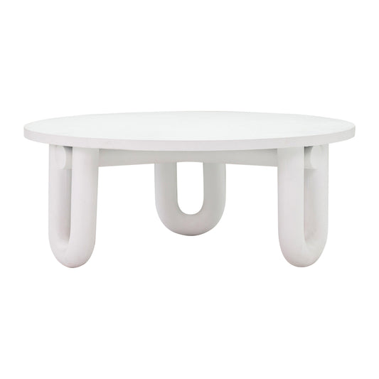 Tildy 39" White Concrete Indoor / Outdoor Round Coffee Table - Default Variant