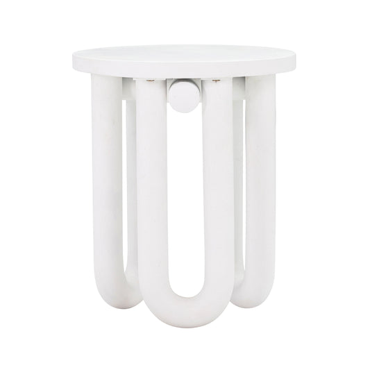 Tildy White Concrete Indoor / Outdoor Round Side Table - Default Variant