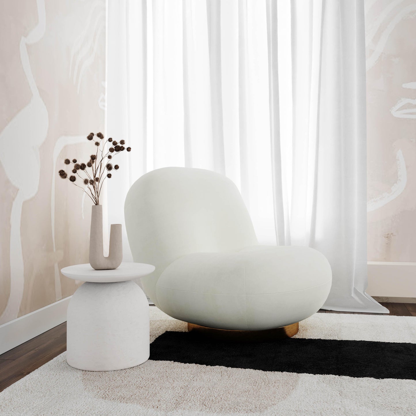 Aloe White Indoor/Outdoor Concrete Side Table