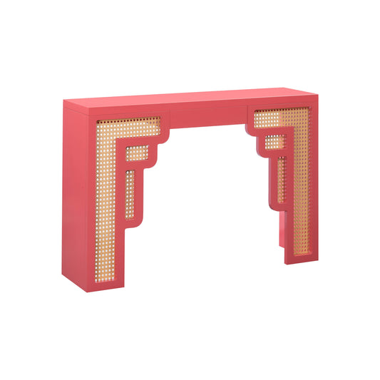 Suzie 45" Rattan Console Table - Pink