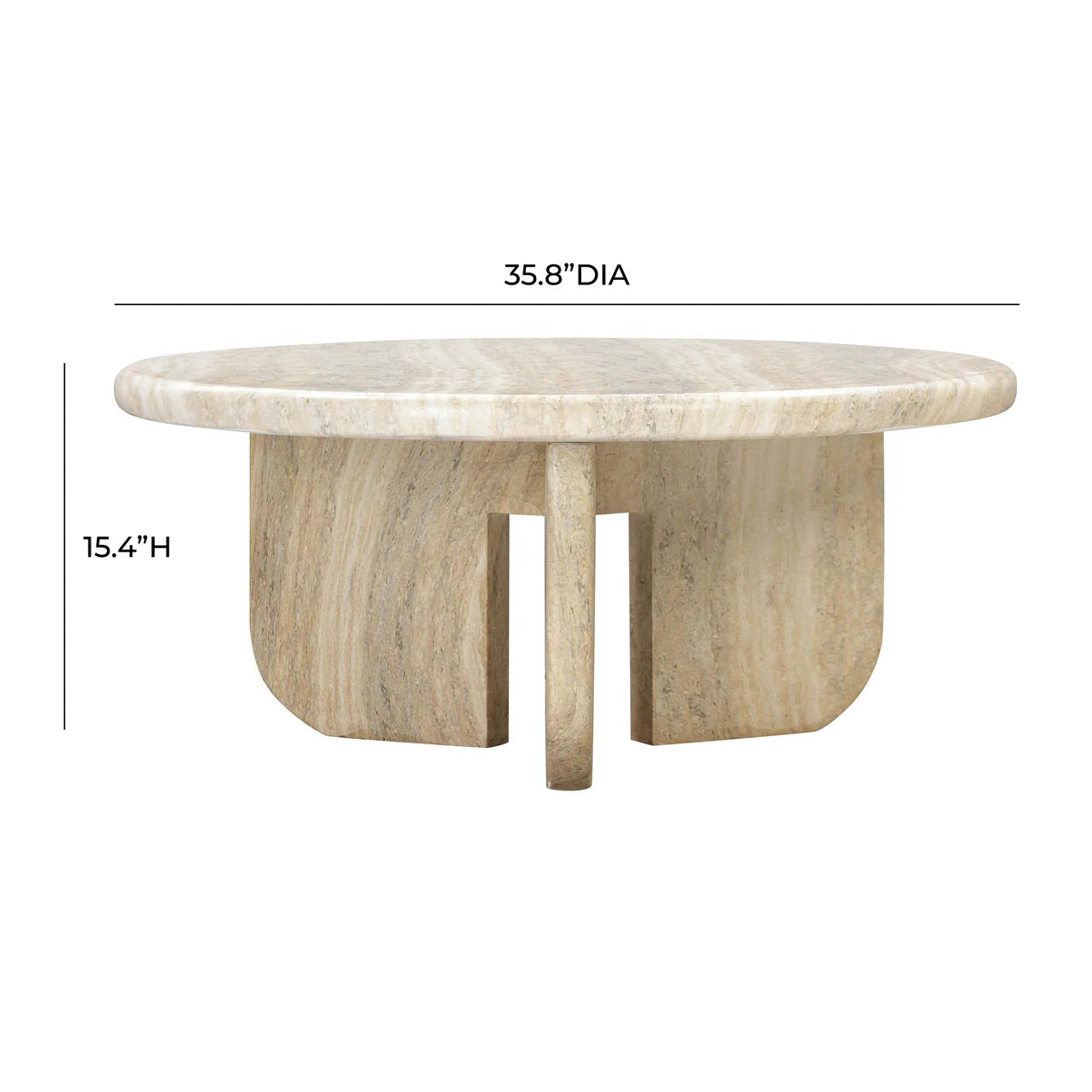 Patrizia 36” Faux Travertine Coffee Table | Indoor & Outdoor