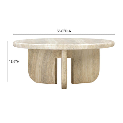 Patrizia 36” Faux Travertine Coffee Table | Indoor & Outdoor
