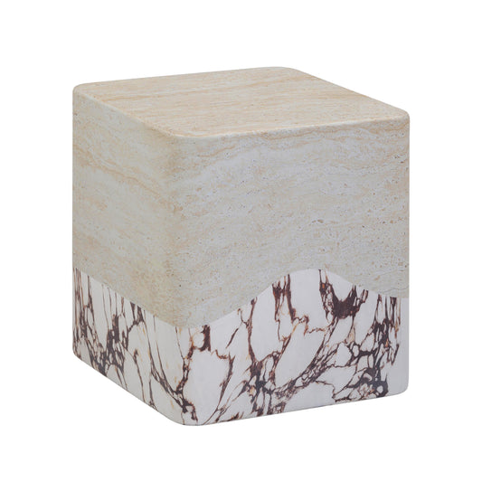 Brut Faux Travertine &amp; Breccia Concrete Indoor/Outdoor Side Table