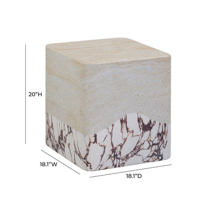 Brut Faux Travertine &amp; Breccia Concrete Indoor/Outdoor Side Table