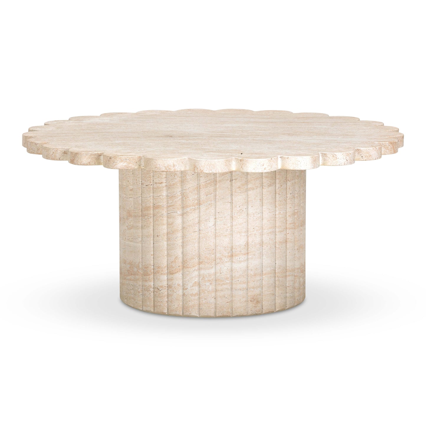 Blossom 36" Washed Faux Travertine Finish Indoor/Outdoor Round Coffee Table - Default Variant