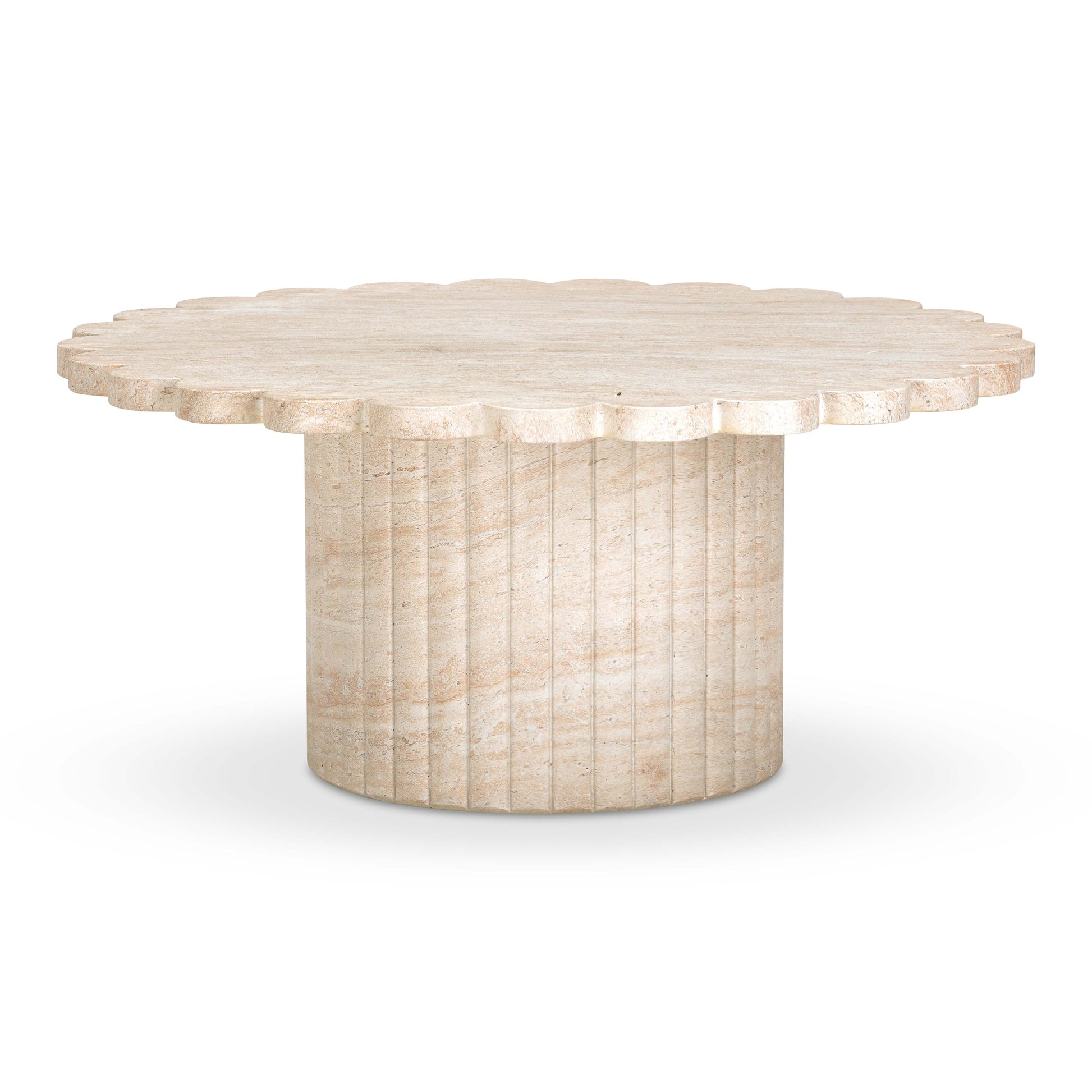 Blossom 36" Washed Faux Travertine Finish Indoor/Outdoor Round Coffee Table - Default Variant