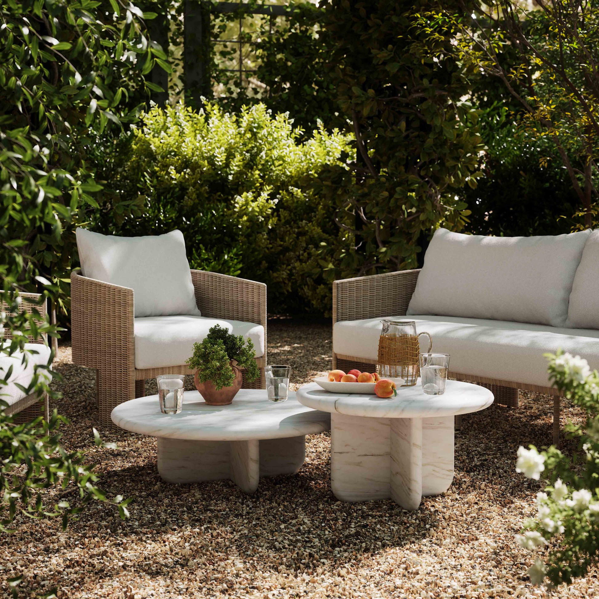 Juju Faux Marble Indoor/Outdoor Round Coffee Table (24"-32")