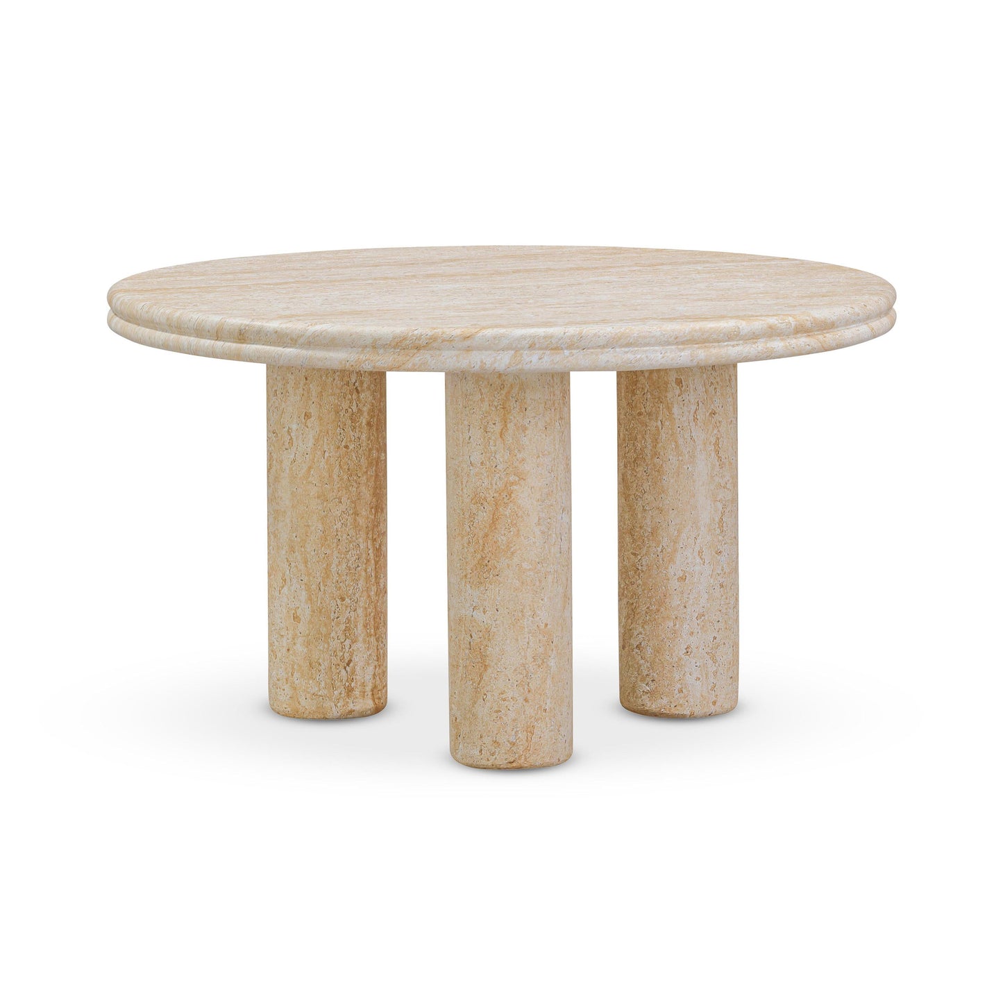 Amora Faux Travertine Indoor/Outdoor Round Accent Table (26"-32") - 26"