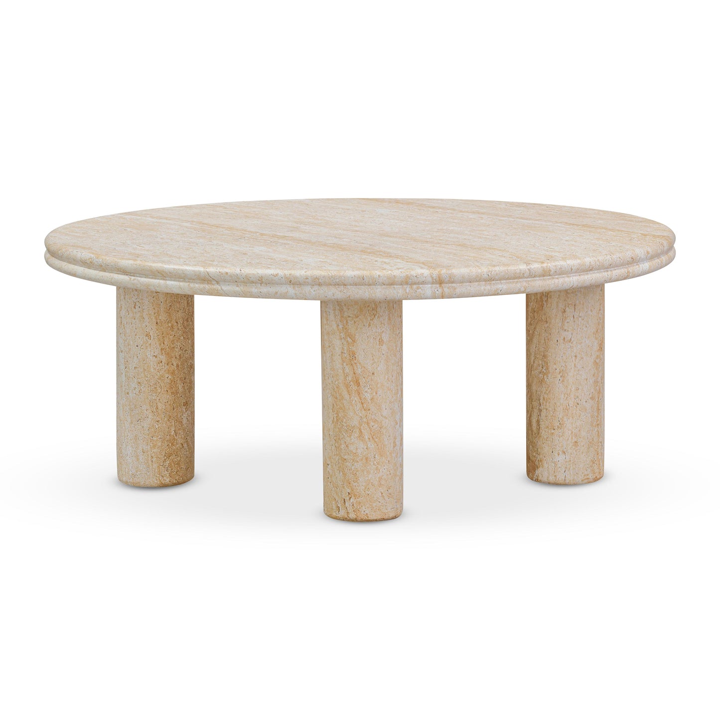 Amora Faux Travertine Indoor/Outdoor Round Accent Table (26"-32") - 32"