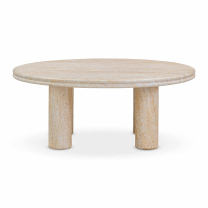 Amora Faux Travertine Indoor/Outdoor Round Accent Table (26"-32")