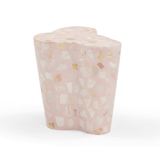 Slab Faux Terrazzo Indoor/Outdoor Side Table - Pink