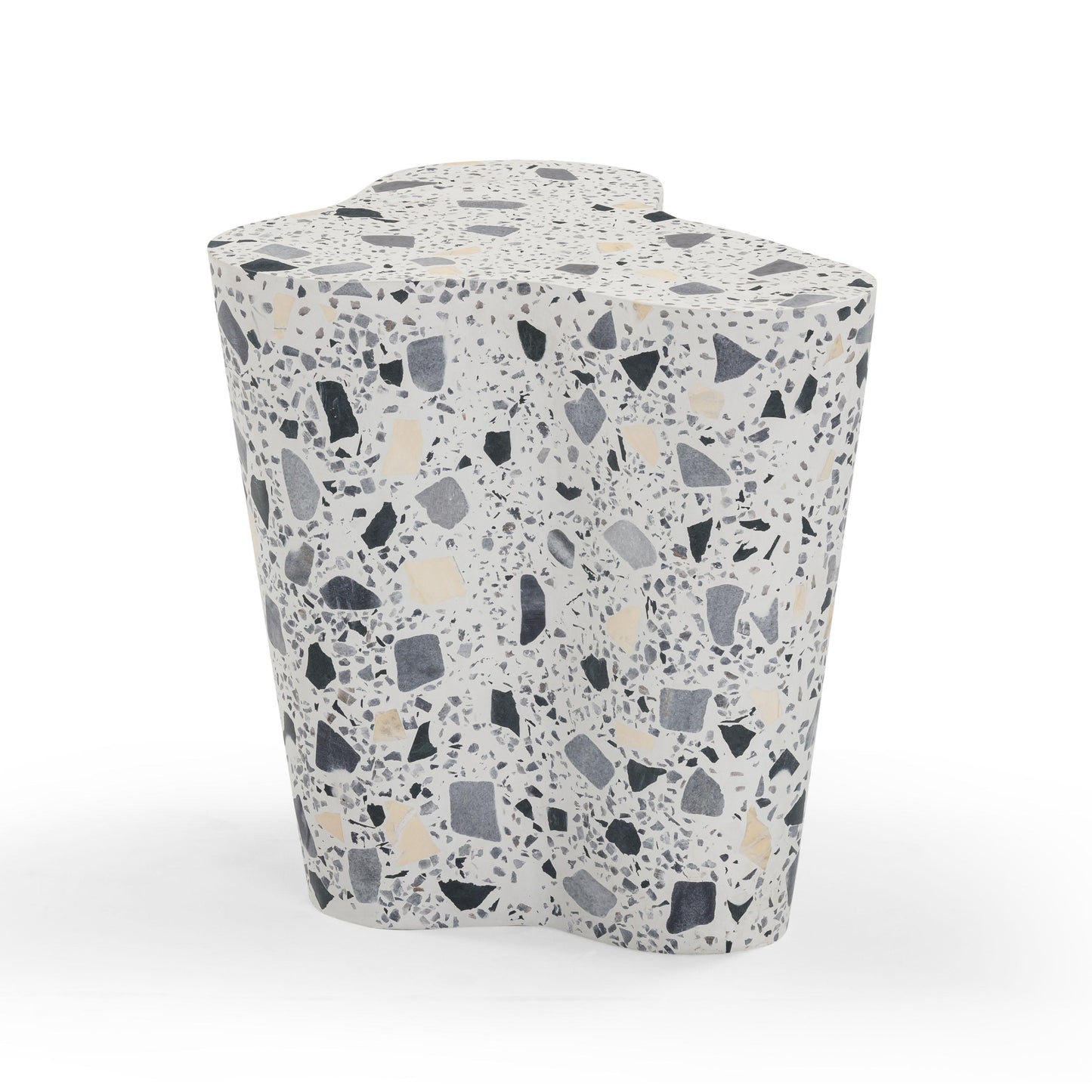 Slab Faux Terrazzo Indoor/Outdoor Side Table - Black and White