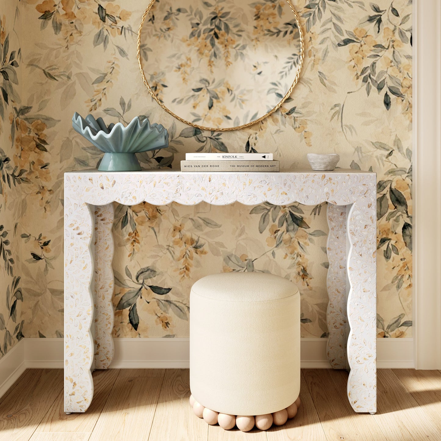 Piara 43" Natural Capiz Shell Console Table