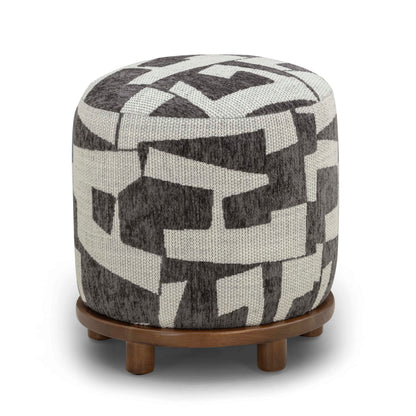 Bisou Performance Jacquard Ottoman - Black