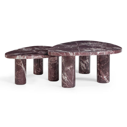 Libby 2-Piece Faux Red Levanto Marble Indoor/Outdoor Nesting Coffee Table Set - Default Variant