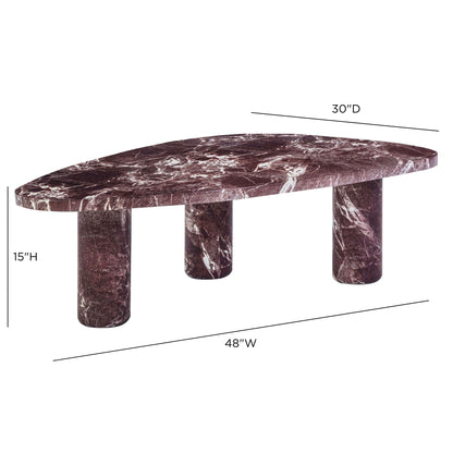 Libby Faux Red Levanto Marble Indoor/Outdoor Coffee Table (36"-48")