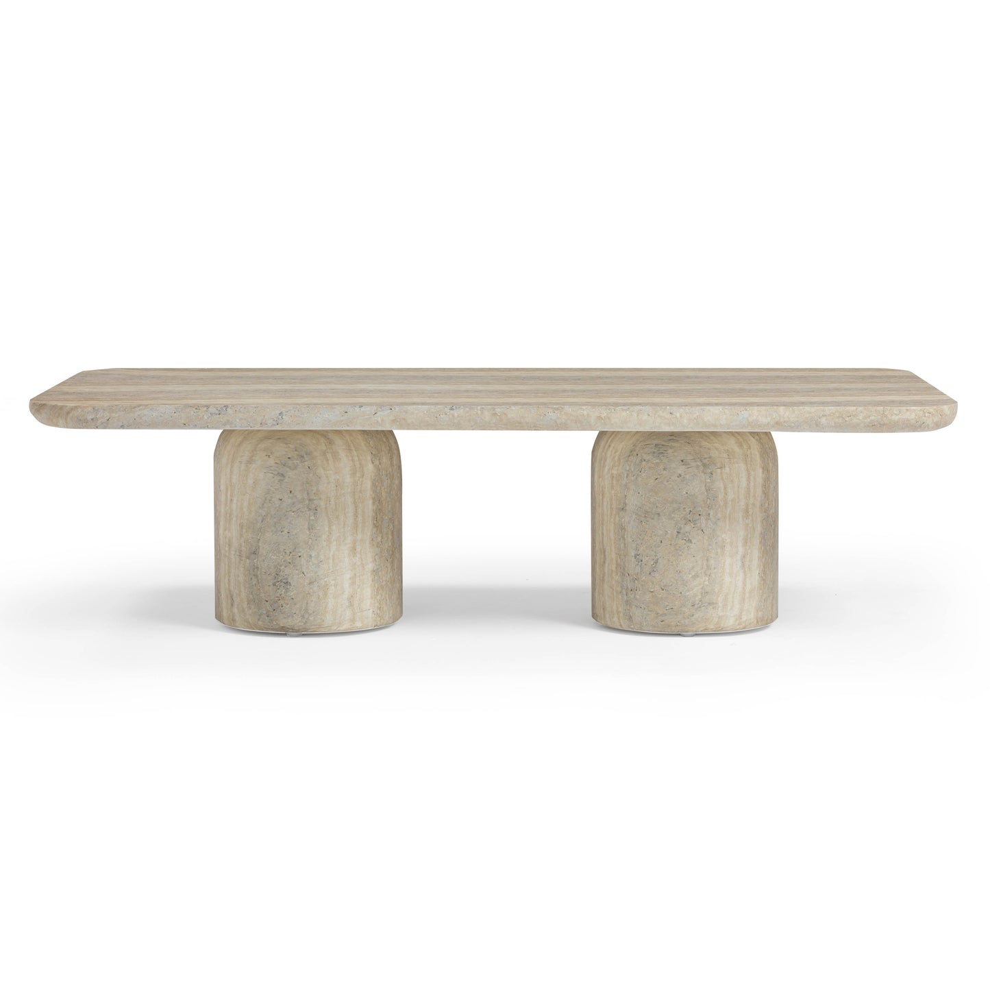 Tyche 55" Faux Travertine Indoor/Outdoor Concrete Rectangular Coffee Table - Default Variant