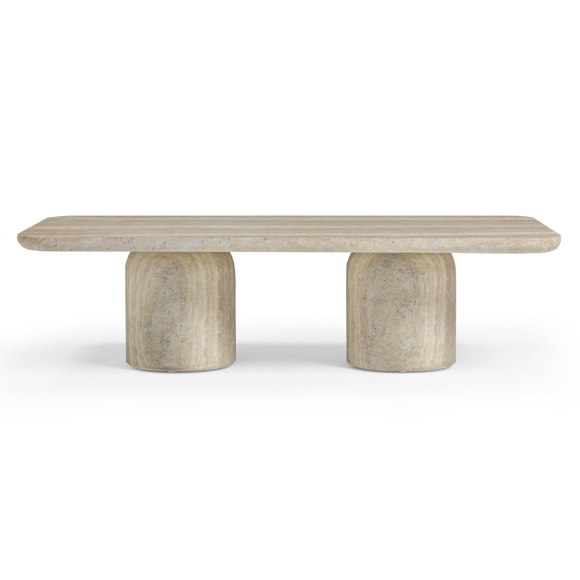 Tyche 55" Faux Travertine Indoor/Outdoor Concrete Rectangular Coffee Table - Default Variant
