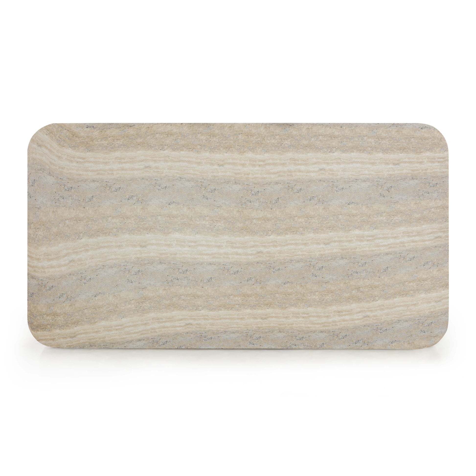 Tyche 55" Faux Travertine Indoor/Outdoor Concrete Rectangular Coffee Table