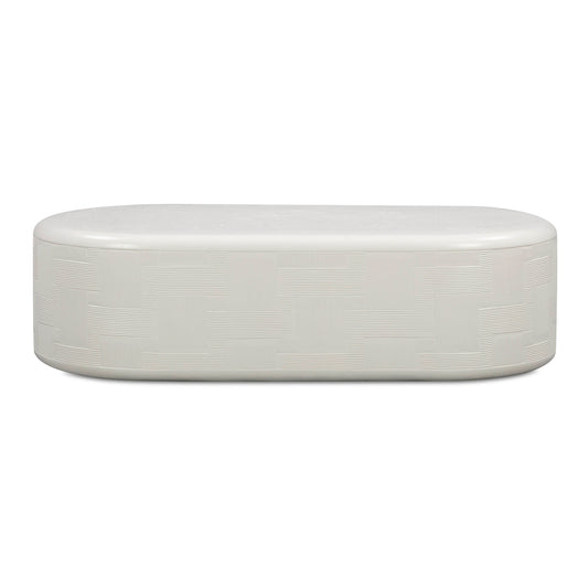 Suraya 55" Indoor/Outdoor Concrete Rounded Coffee Table - Ivory