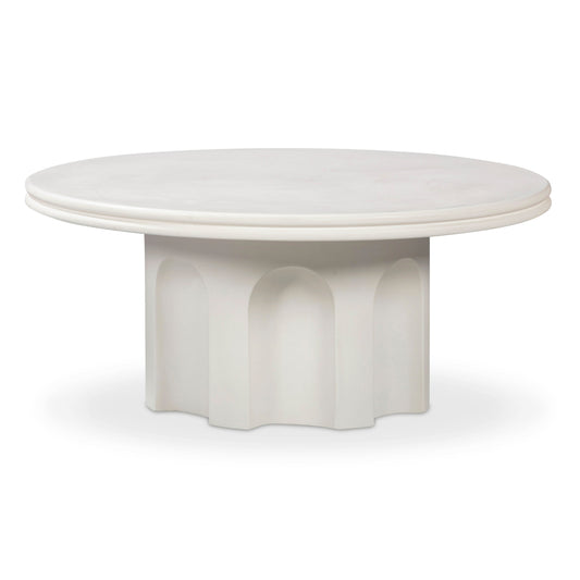 Cassandra 38" Ivory Indoor/Outdoor Concrete Round Coffee Table - Default Variant
