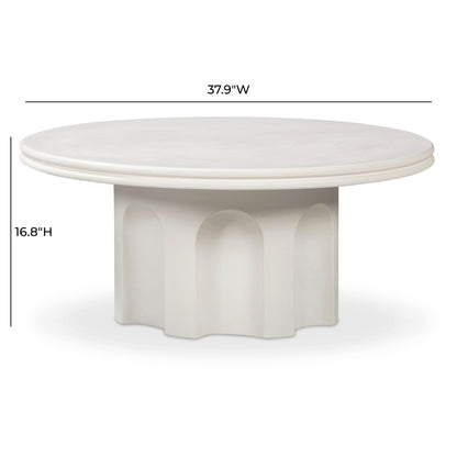 Cassandra 38" Ivory Indoor/Outdoor Concrete Round Coffee Table
