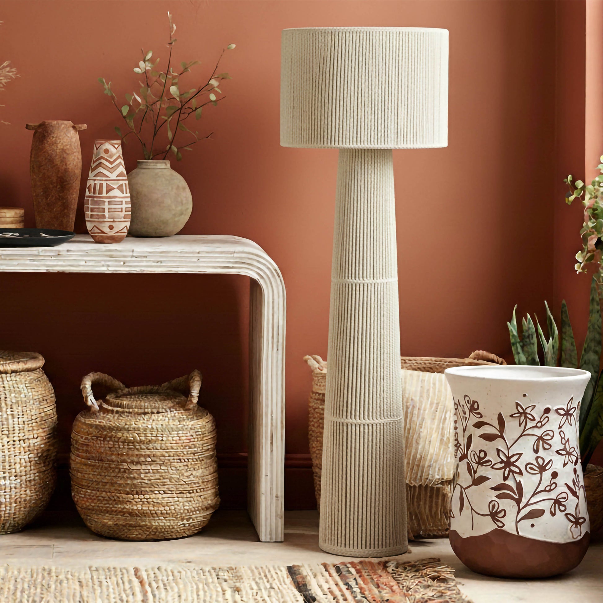 Ceramic Carved Terracotta Indoor/Outdoor Table