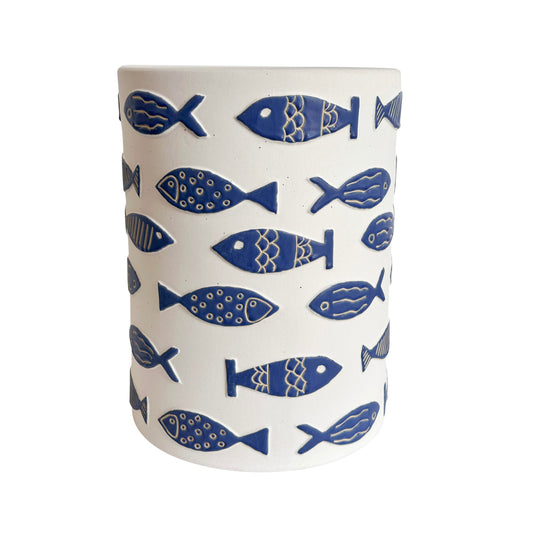 Tempest Indoor/Outdoor Ceramic Table in Blue Fish - Default Variant