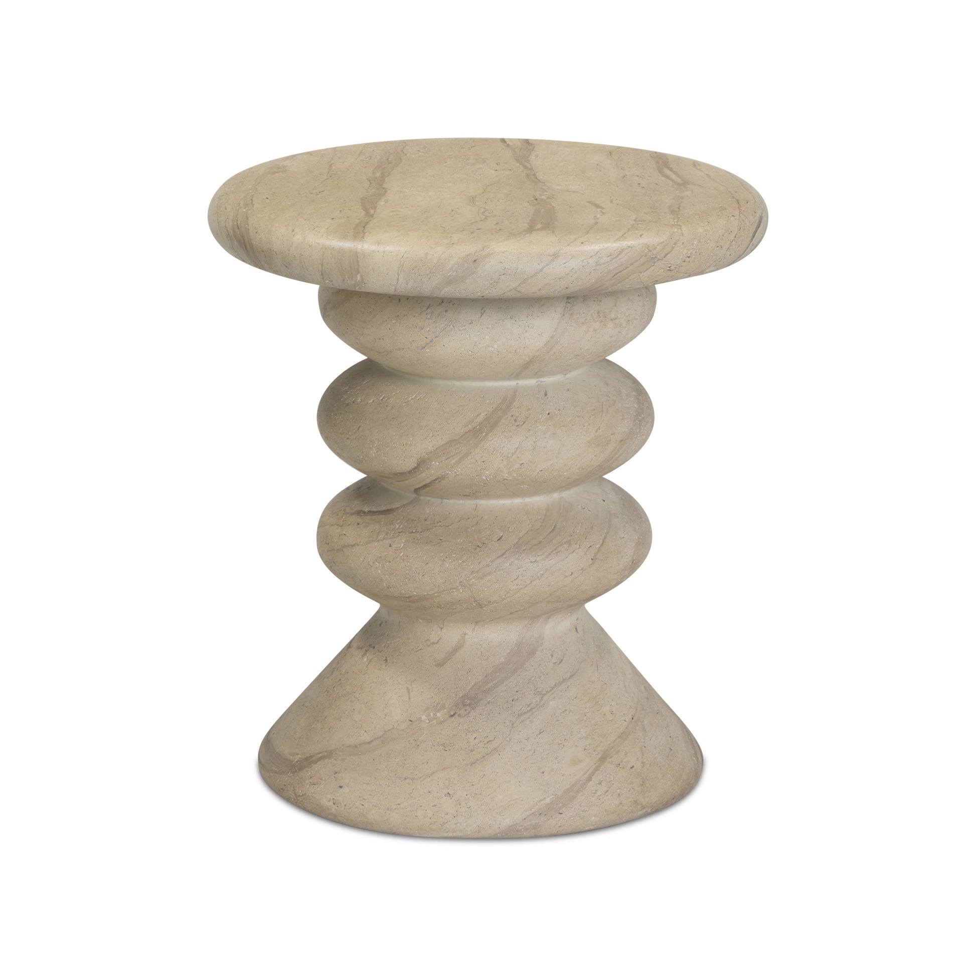 Hyre Faux Travertine Indoor/Outdoor Concrete Side Table - Default Variant