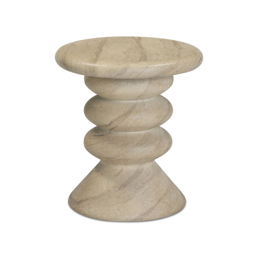 Hyre Faux Travertine Indoor/Outdoor Concrete Side Table - Default Variant