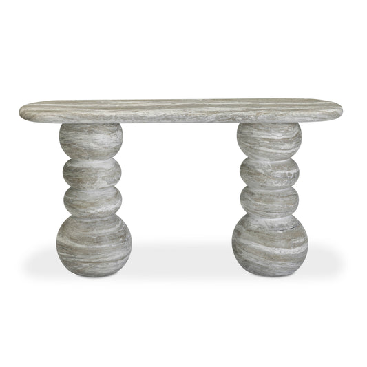 Hyre 59" Faux Stone Indoor/Outdoor Concrete Console Table - Default Variant