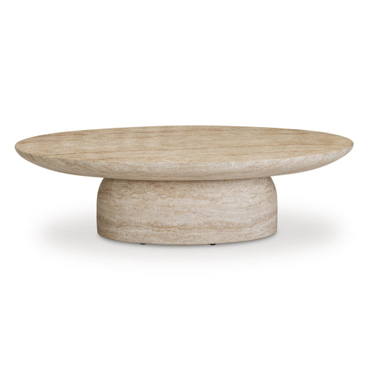 Sonia 51" Faux Travertine Indoor/Outdoor Concrete Coffee Table - Default Variant
