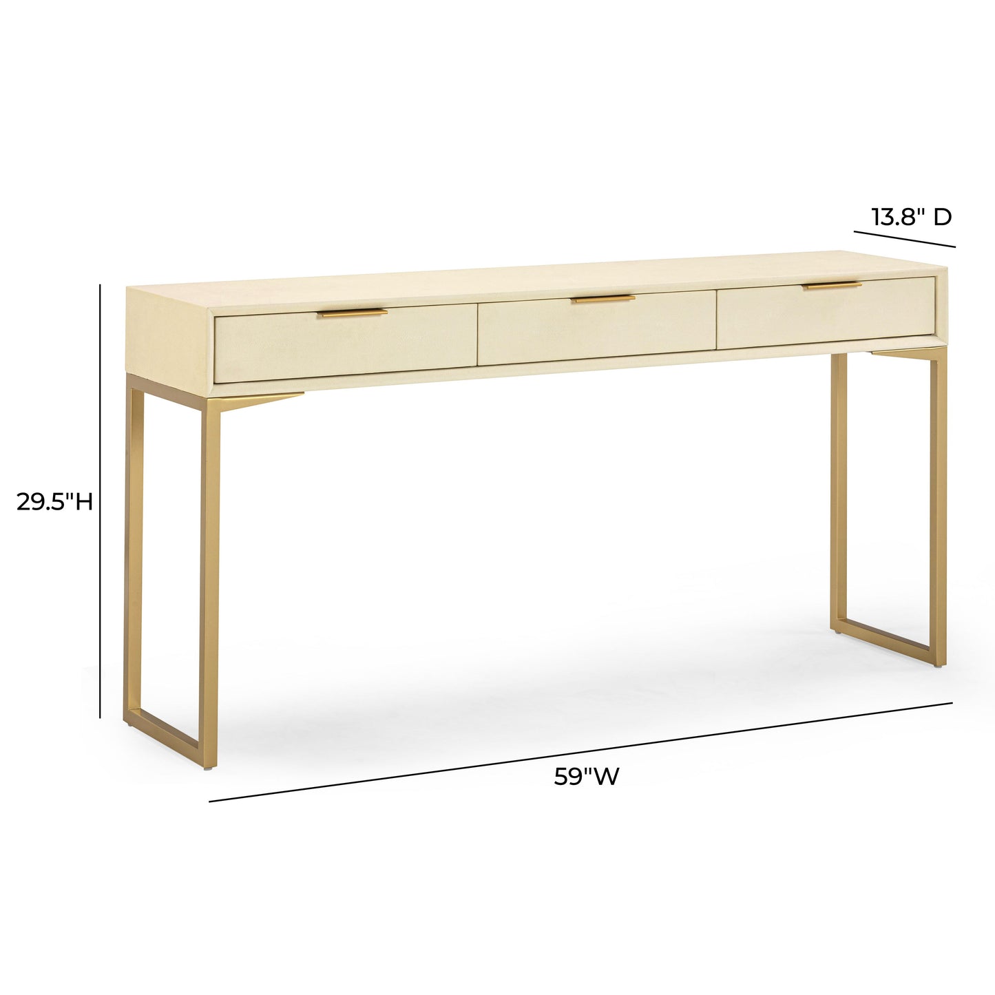 Pesce 59" Faux Shagreen 3-Drawer Console Table