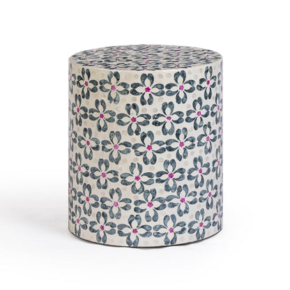 Lorna Capiz Shell Accent Stool - Aqua