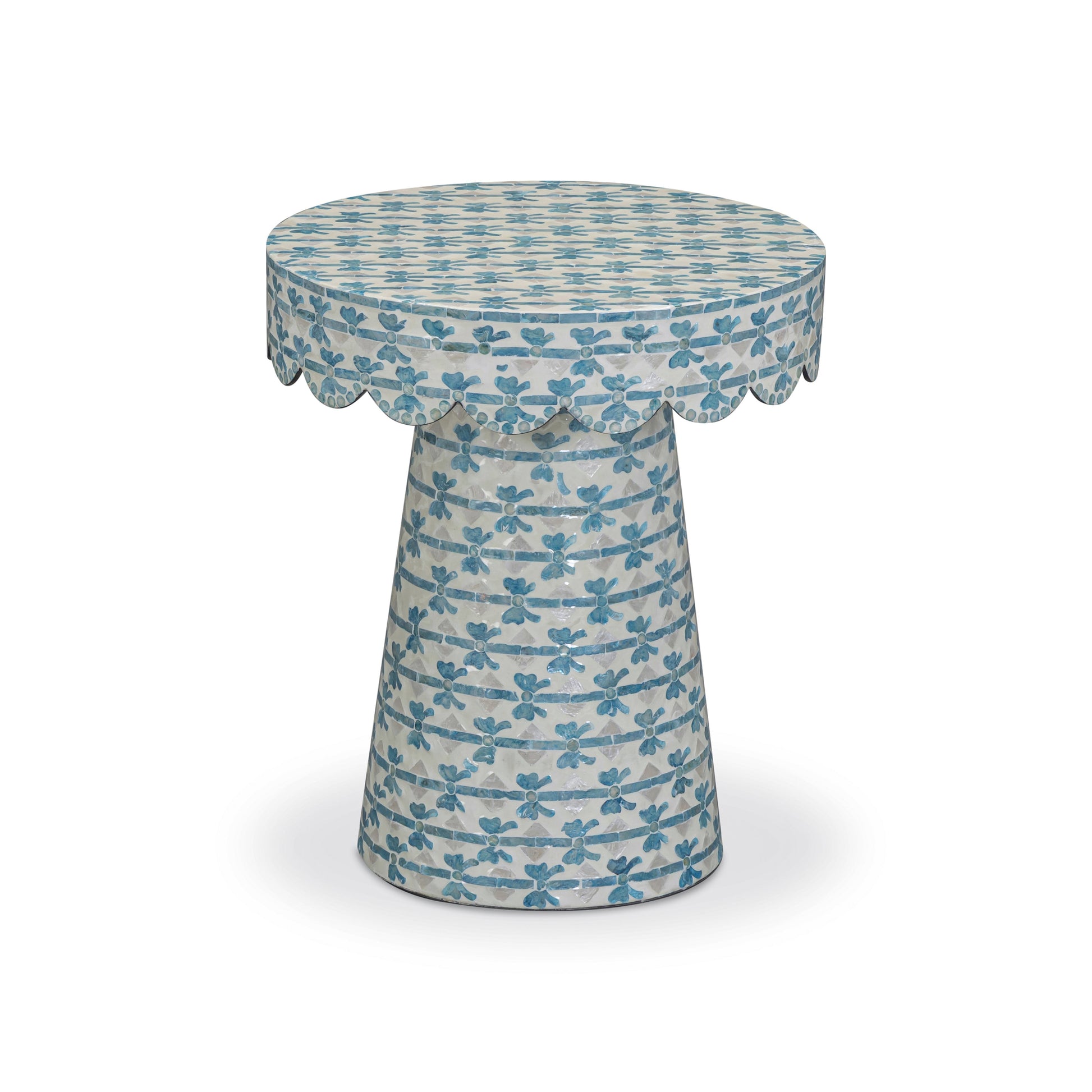 Lady Blue Ribbon Capiz Shell Round Side Table - Default Variant