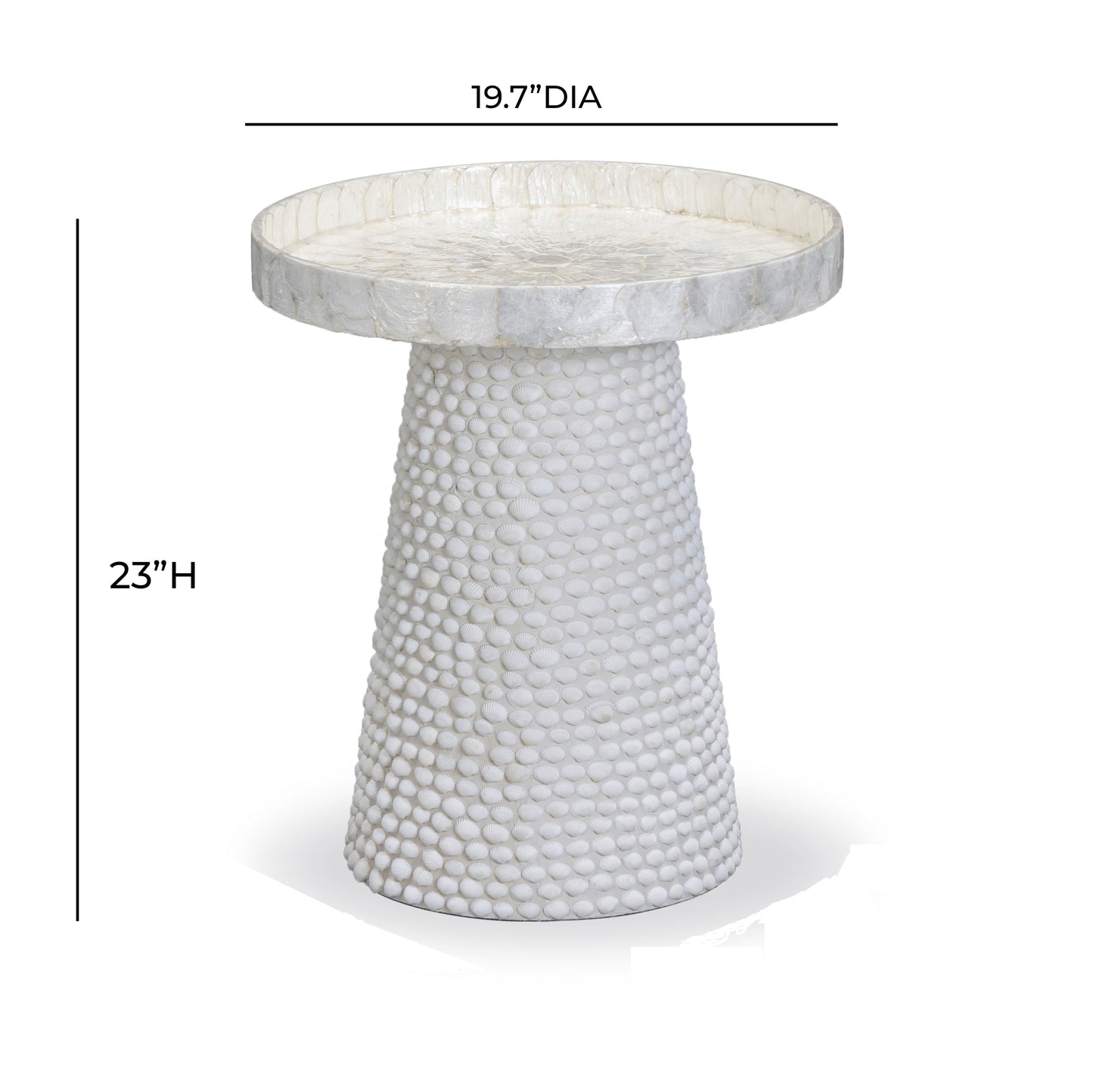 Coast Pearl White Seashell Round Side Table