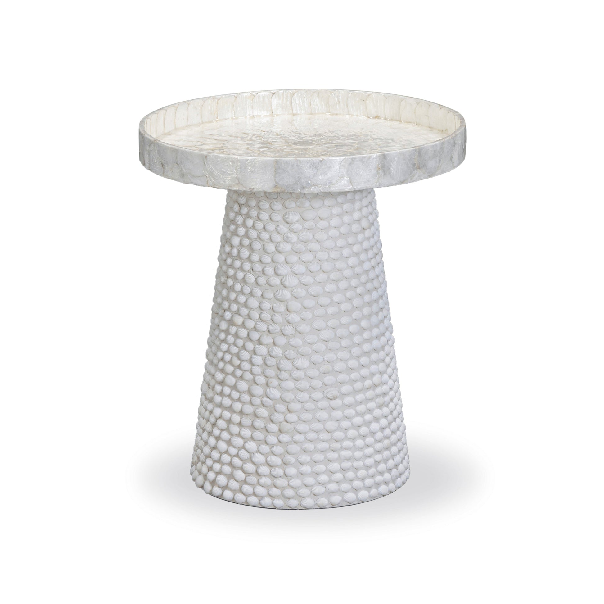 Coast Pearl White Seashell Round Side Table - Default Variant