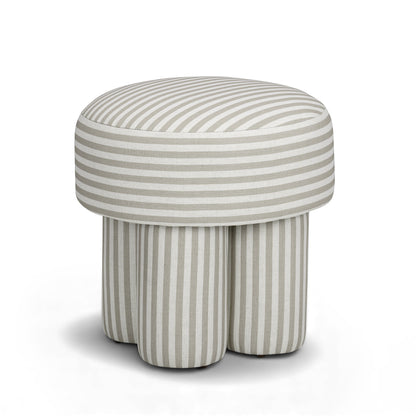 Masha Striped Performance Linen Accent Stool - Khaki Stripes
