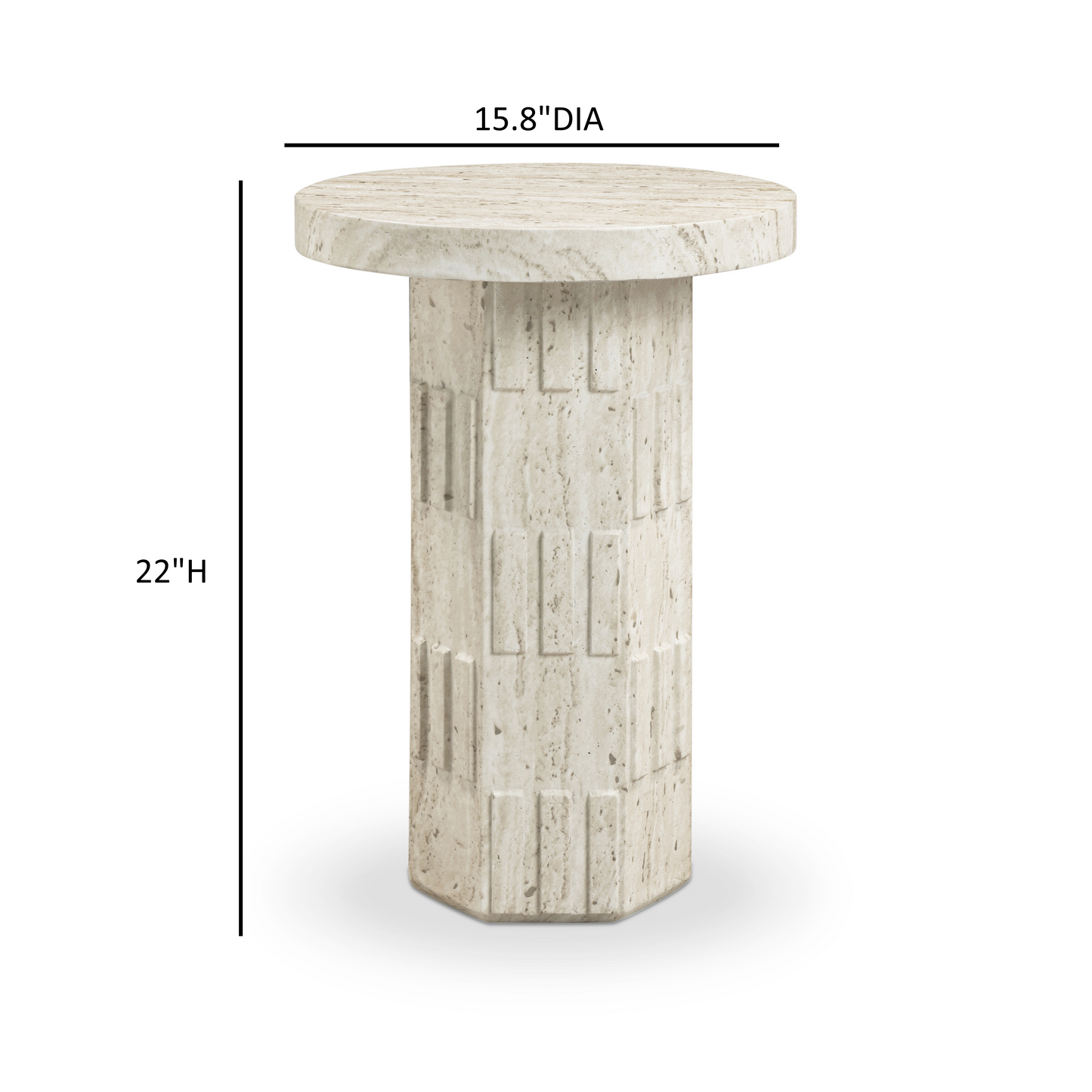 Asta Faux Travertine Indoor/Outdoor Concrete Side Table