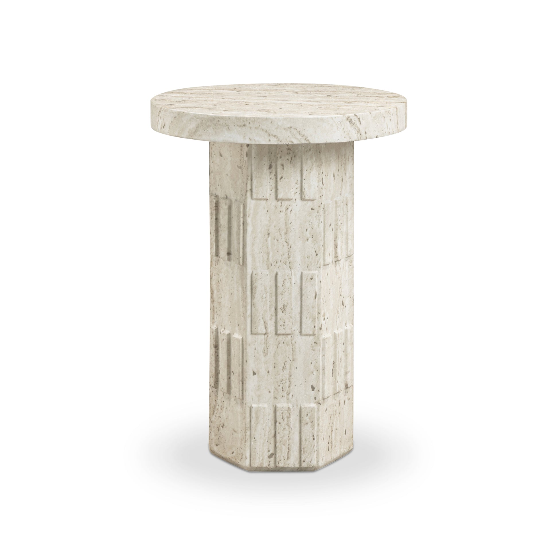 Asta Faux Travertine Indoor/Outdoor Concrete Side Table - Default Variant