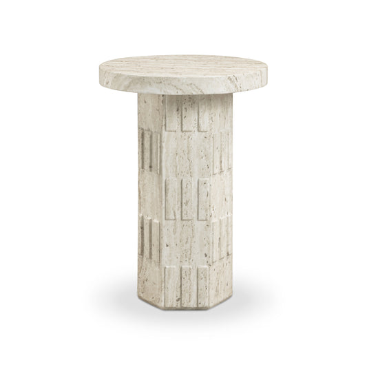 Asta Faux Travertine Indoor/Outdoor Concrete Side Table - Default Variant