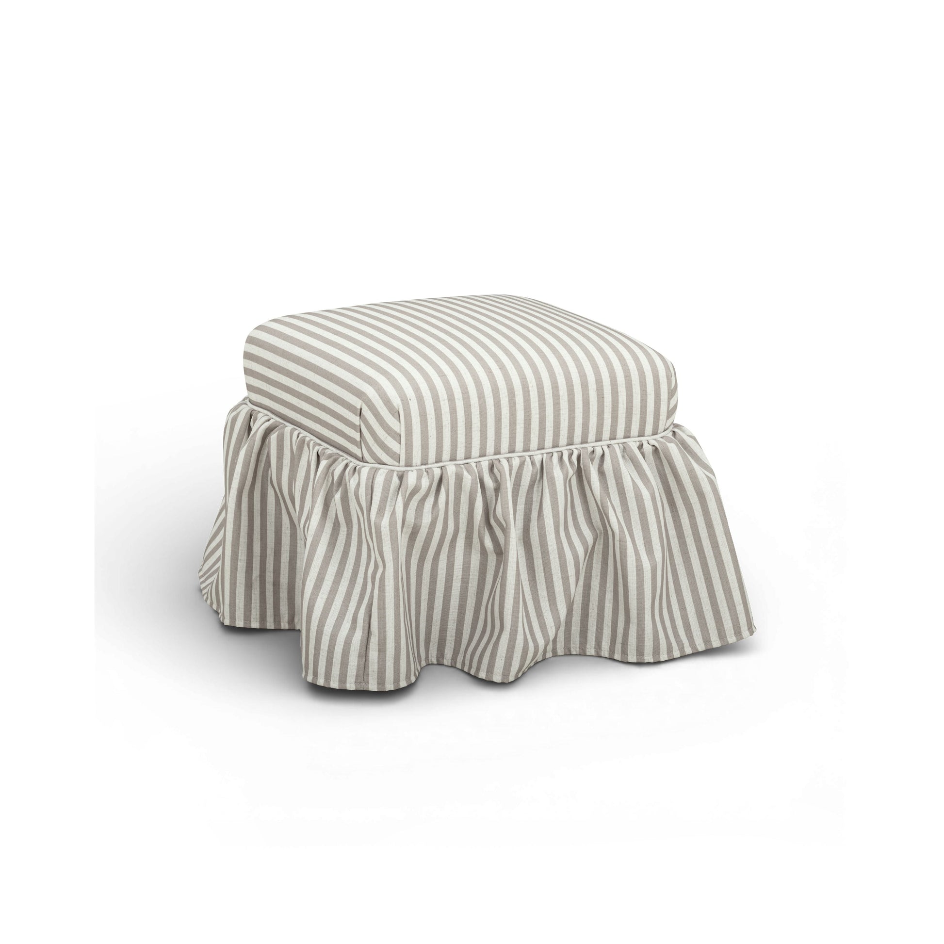 Gertrude Striped Performance Linen Skirted Ottoman