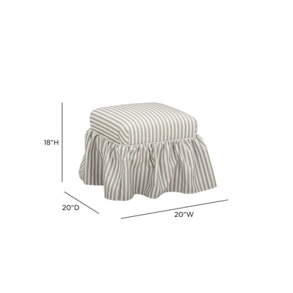 Gertrude Striped Performance Linen Skirted Ottoman