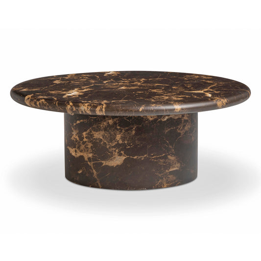 Byron 36" Dark Brown Faux Marble Indoor/Outdoor Concrete Round Coffee Table - Default Variant