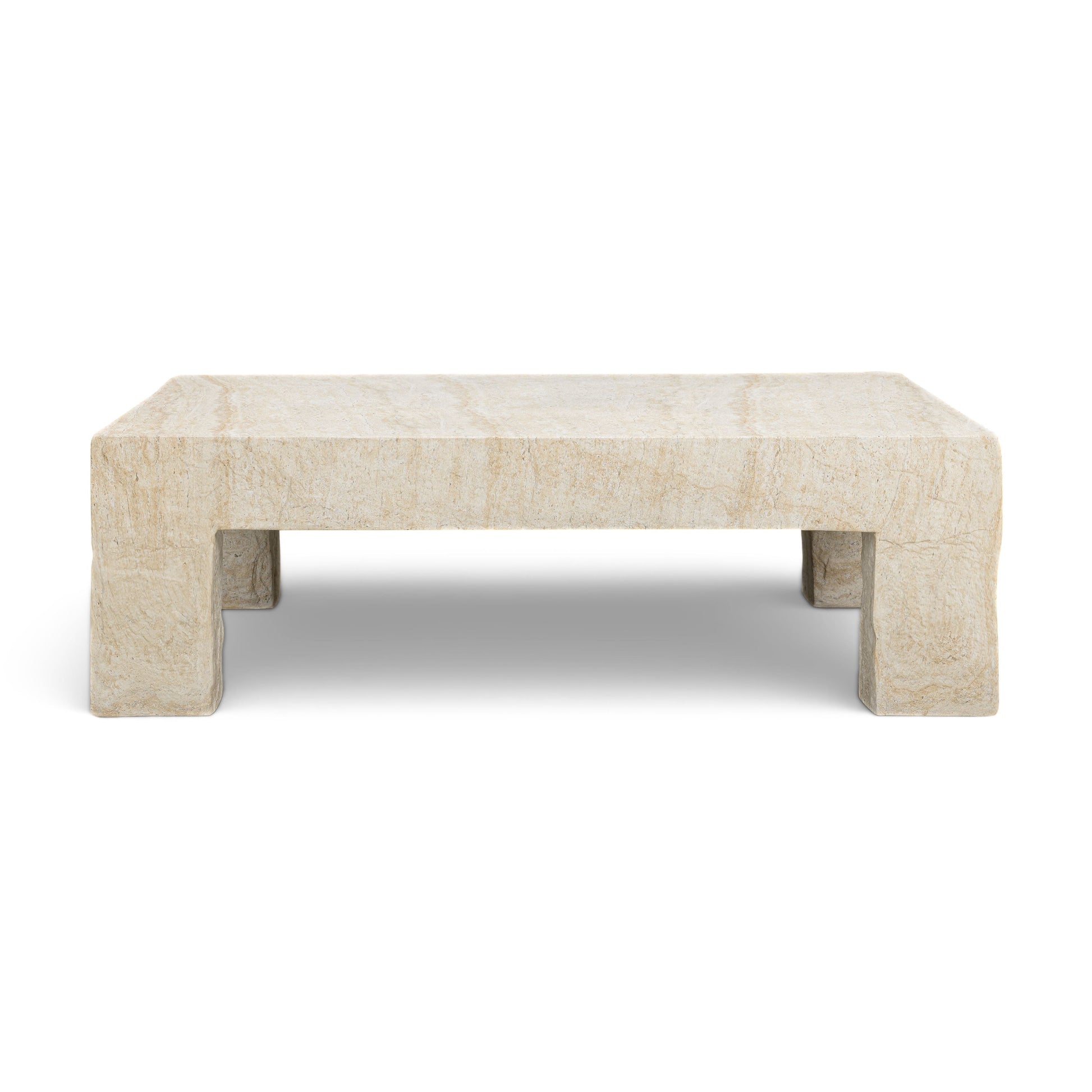 Roxanne 46" Faux Travertine Indoor/Outdoor Concrete Coffee Table - Default Variant