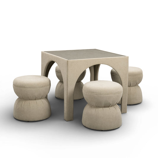 Tomlin Performance Chenille Game Table and Two Ottomans Set