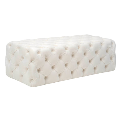 Kaylee 49" Performance Velvet Tufted Jumbo Ottoman - Cream