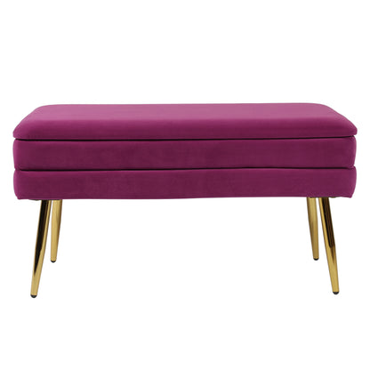 Ziva 31" Velvet Storage Bench - Plum