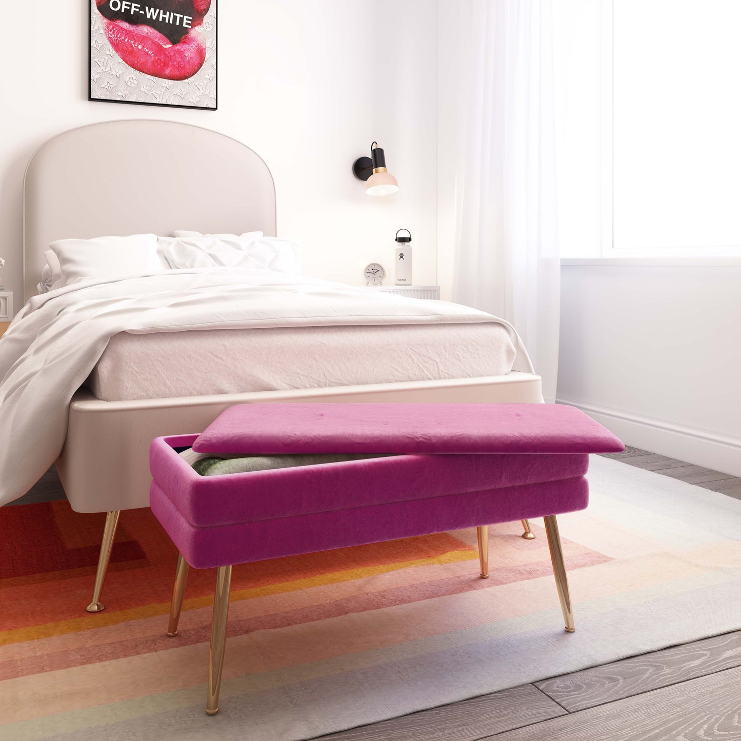 Ziva 31" Velvet Storage Bench
