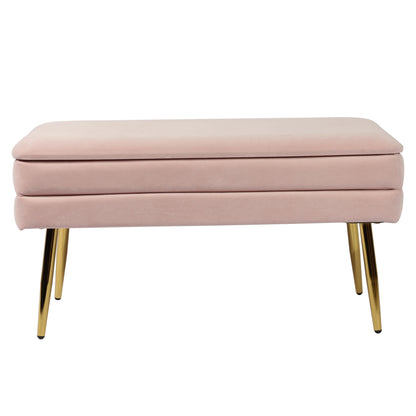 Ziva 31" Velvet Storage Bench - Blush